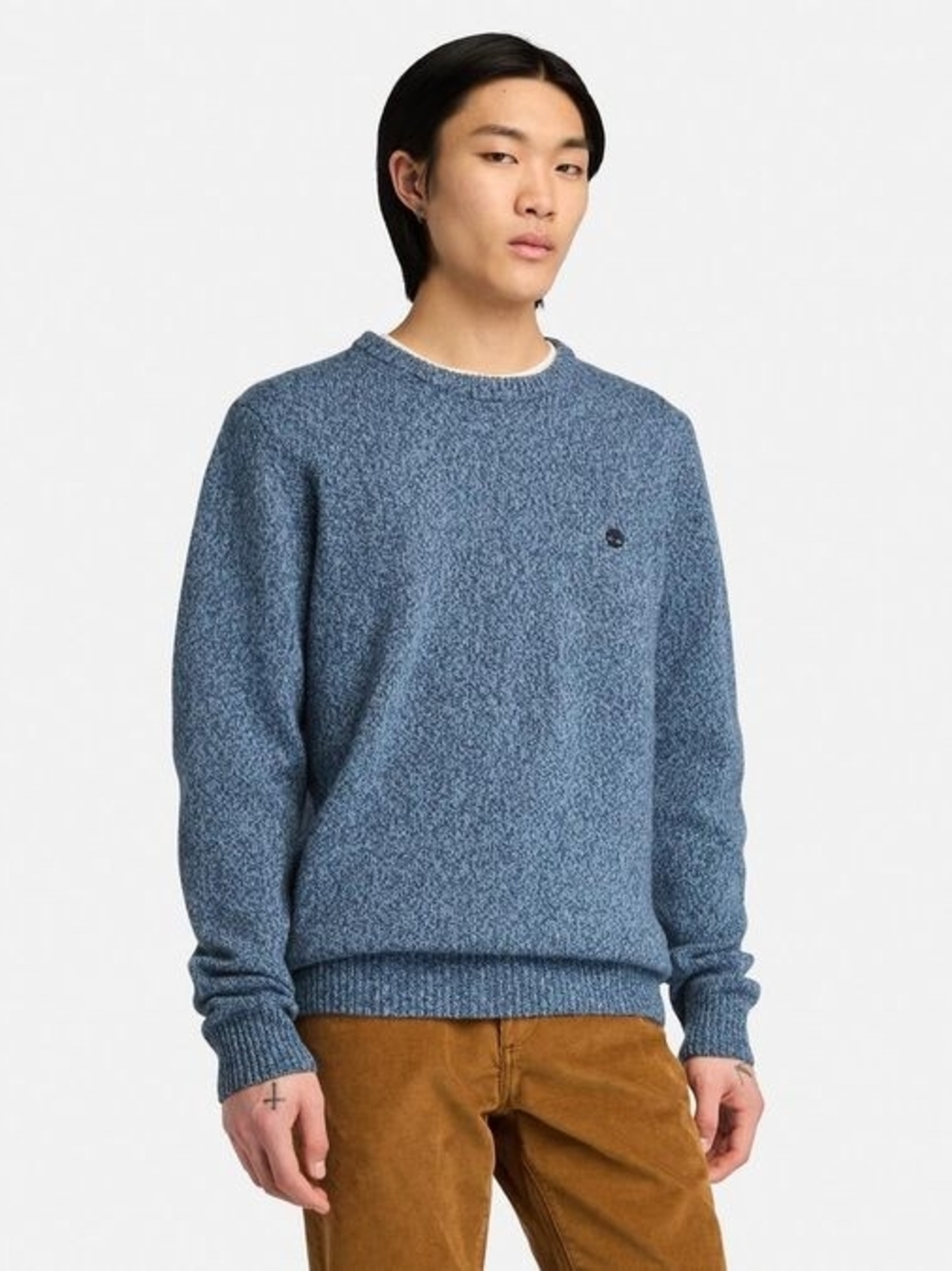 NWT Lambswool Timberland Blue Marled Crewneck Sweater